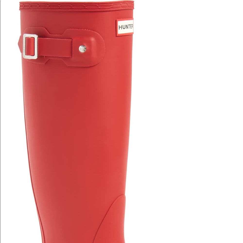 Red hunter rain boots